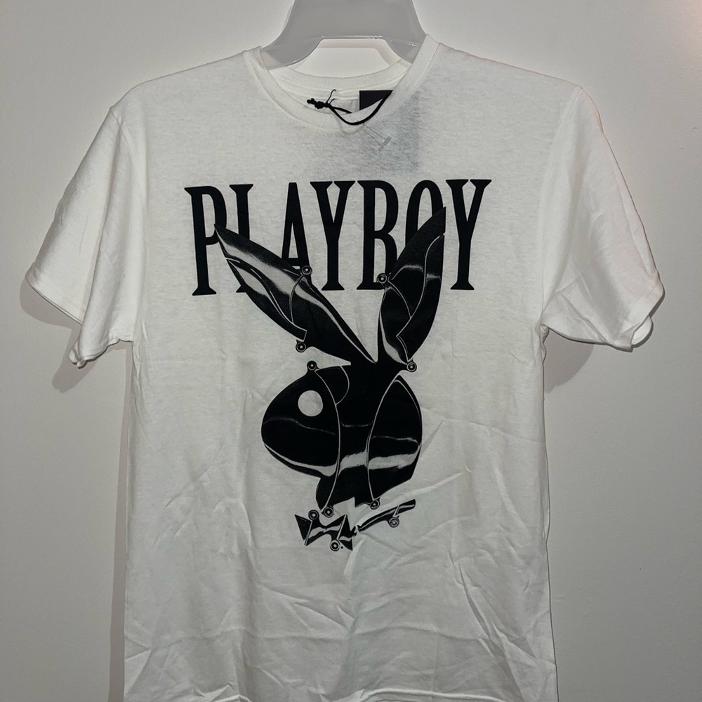 PLAYBOY Classic White Tee with Iconic Black Emblem
